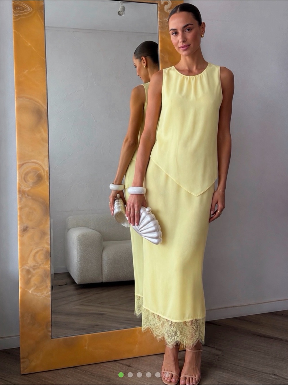 NWT Exquise Sleeveless Yellow Lace-Trim Layered Maxi Dress XS